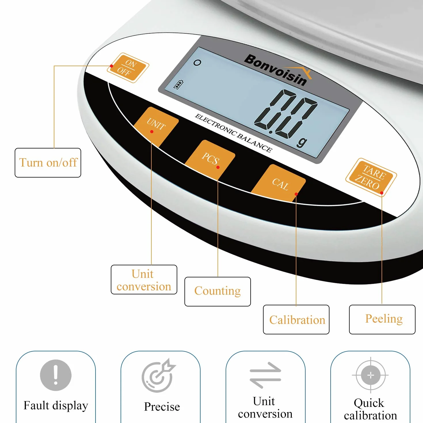 Bonvoisin Bilancia da Laboratorio Bilancia Analitica Bilancia Elettronica Bilancia di Precisione 5-30KG 0.1G Bilancia da Cucina Digitale Bilancia per Gioielli Bilancia Scientifica (15kg,0.1g)