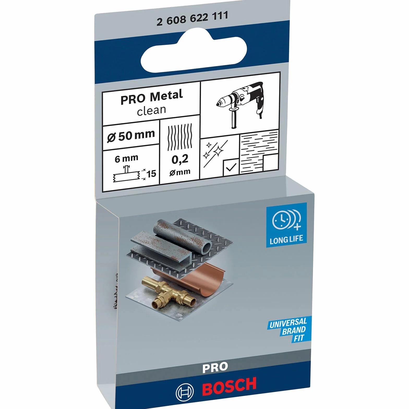 Bosch 1x Spazzola a disco PRO Metal Clean a filo ondulato per trapani avvitatori a rotazione e a percussione, codolo cilindrico (Ø 50 mm, Professional Accessorio Trapano)