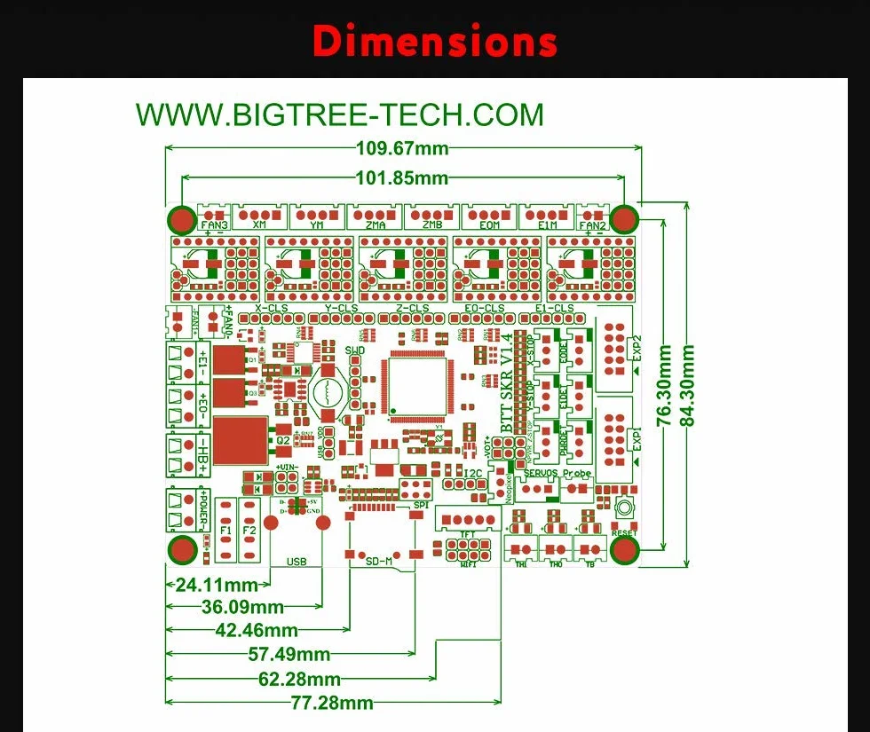 BIGTREETECH SKR V1.4 Turbo 32bit Controller Panel Board per Stampante 3D Compatibile con Supporto 12864LCD/TFT248825/TMC2208/Tmc2130 (con 5TMC2209)