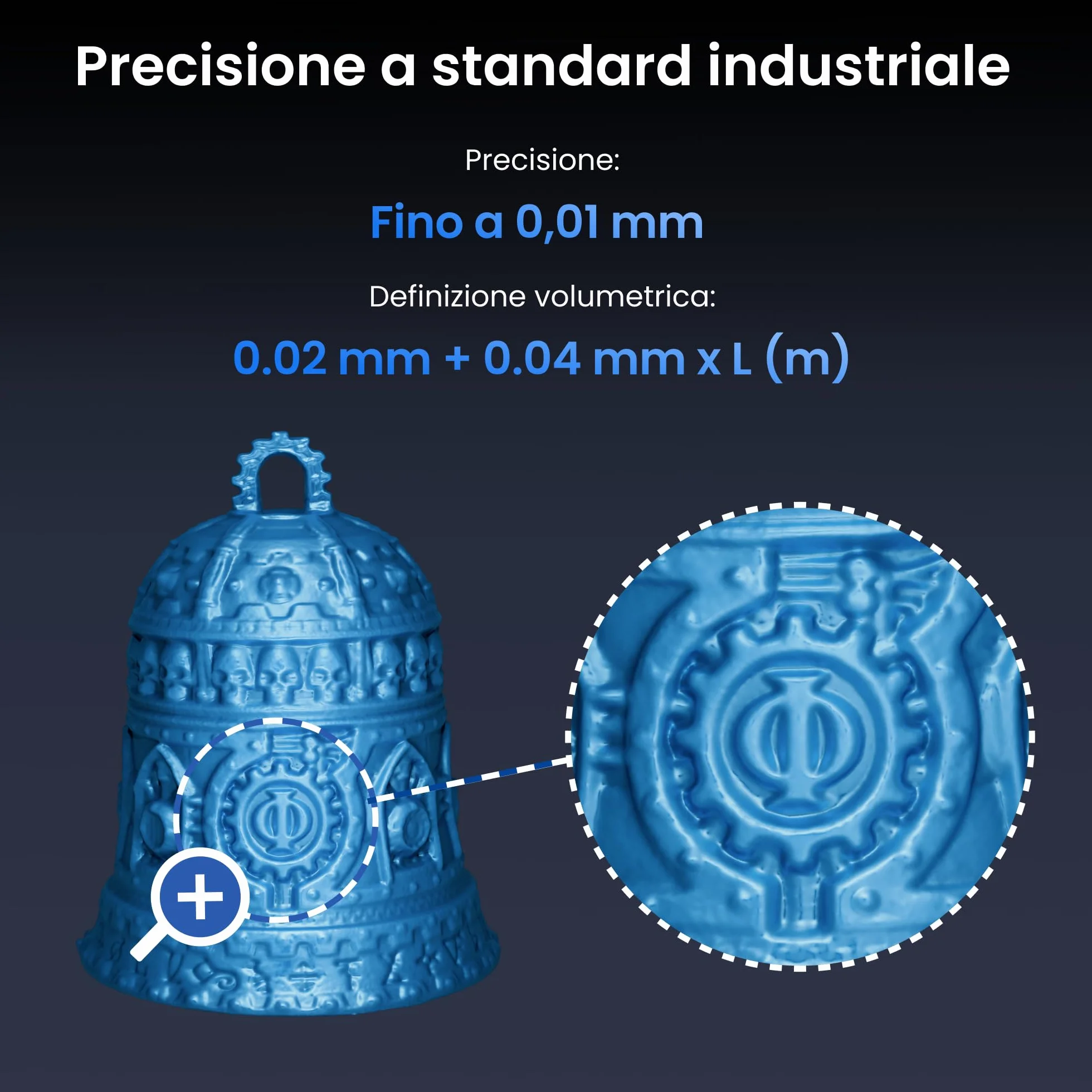 Revopoint MetroY Pro Scanner 3D per Stampa 3D, Precisione da 0,01 mm, Scanner Portatile Laser Blu Precisione Industriale 34+15+1, a Tutto Campo con a 62 Linee di Scansione, Anteprima in Tempo Reale