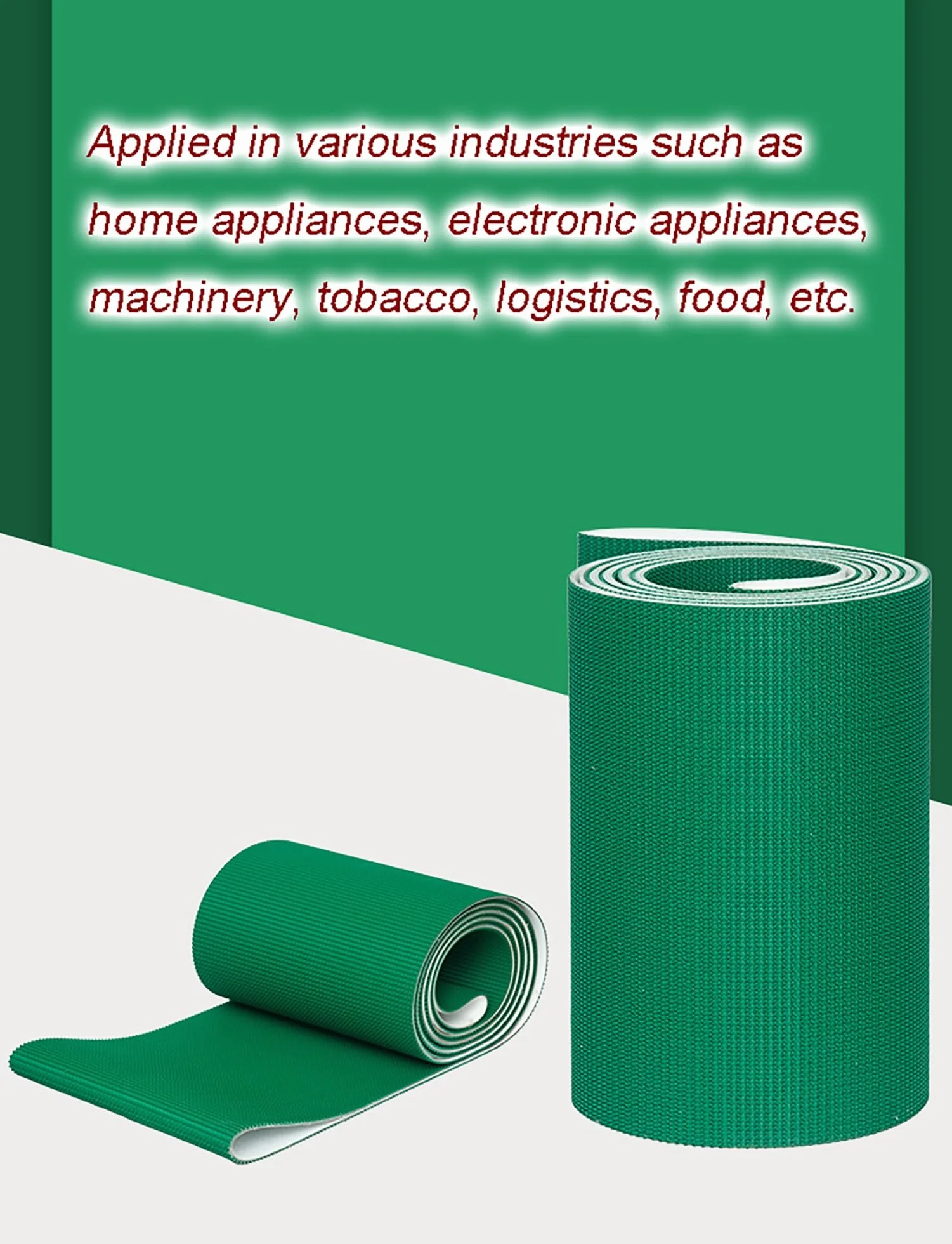 Cinghia di trasporto industriale leggera, cinghia di trasmissione industriale verde da 5 mm, cinghia trasportatrice in PVC, cinghia trasportatrice in PVC(Black,40x220cm/16x87in)
