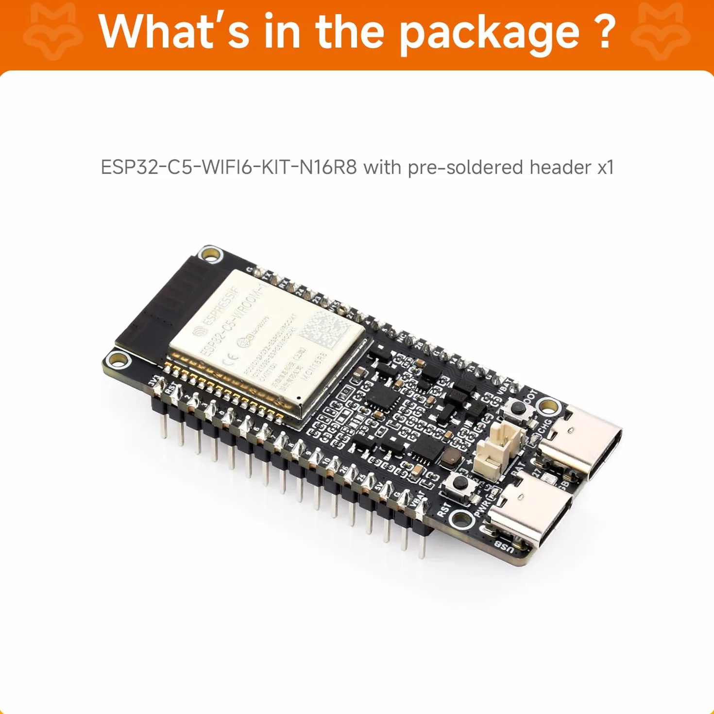 LUCKFOX ESP32-C5-WIFI6 Dual-Band Development Board Kit(with Headers Soldered), 16MB Flash 8MB PStatic RAM, ESP32-C5-WROOM-1 Module with Wi-Fi 6, BT5, Zigbee & Thread for IoT Gateways