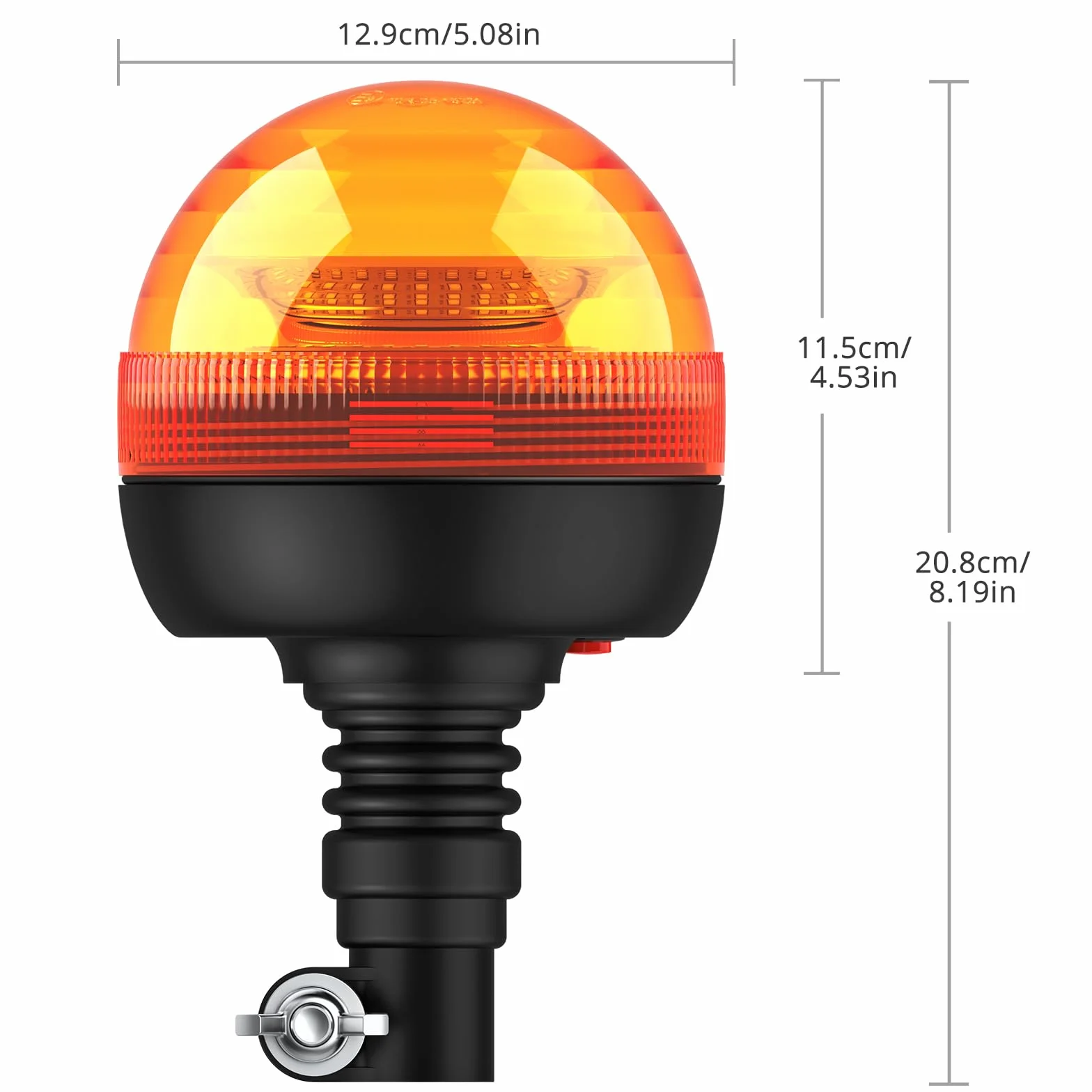 Justech 2 Pezzi Luce Lampeggiante Stroboscopica 24LED 12V 24V Impermeabile con 3 Modalità Illuminazione Luce Rotante Flash Arancione con Sede Flessibile del Palo DIN per Rimorchio Trattore Camion