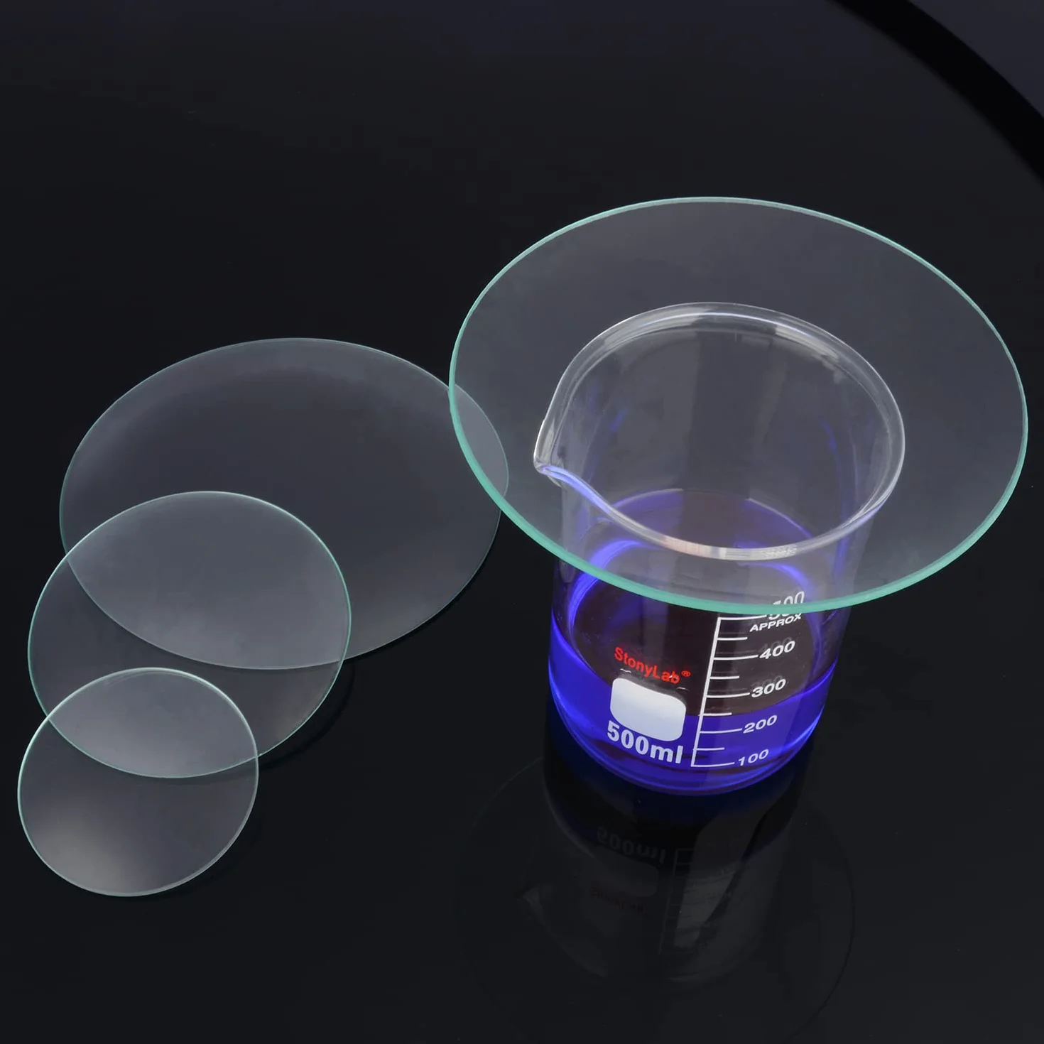 stonylab Bicchieri per Orologio da Laboratorio, 10PK Coperture in Vetro Borosilicato con Bordo Rettificato da 150 mm Oblato Rotondo, Copertura per Becher in Vetro per Evaporazione per Lab Scientifico