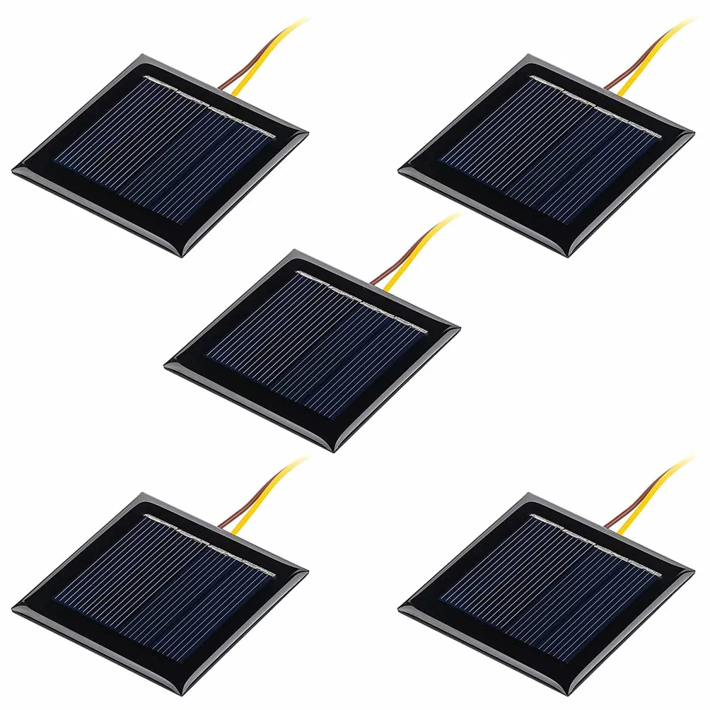 Pannello solare fotovoltaico 5 pezzi 2V 100mA celle solari con fili solari piastra epossidica progetti 54 mm x 54 mm