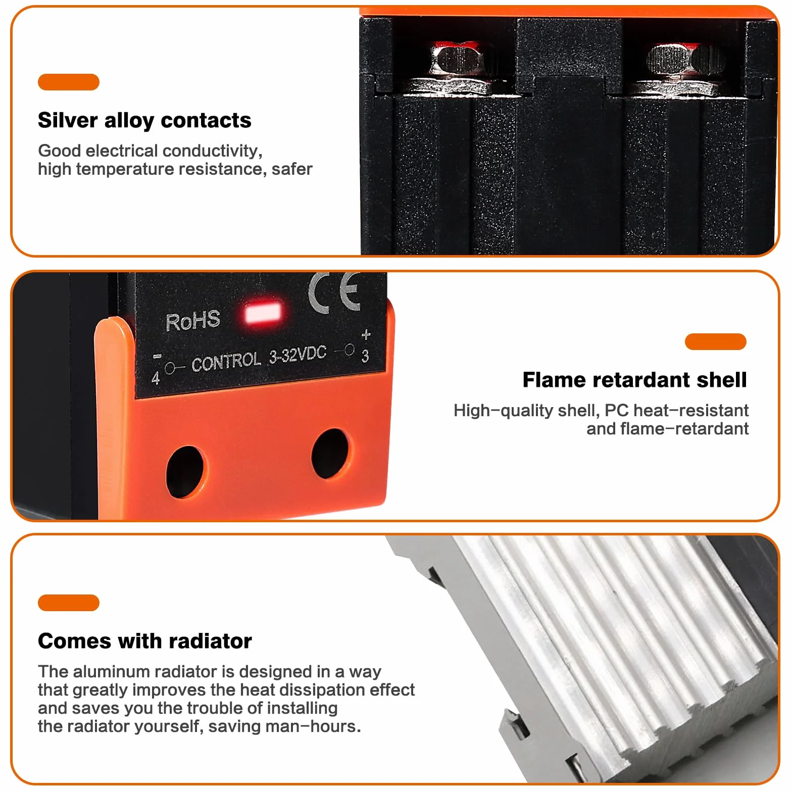 Rele Solid State 12V 220V Piccolo relè a stato solido monofase SSR DC 3-32V AC 24-480V GSR2-1-10DA (con dissipatore di calore).