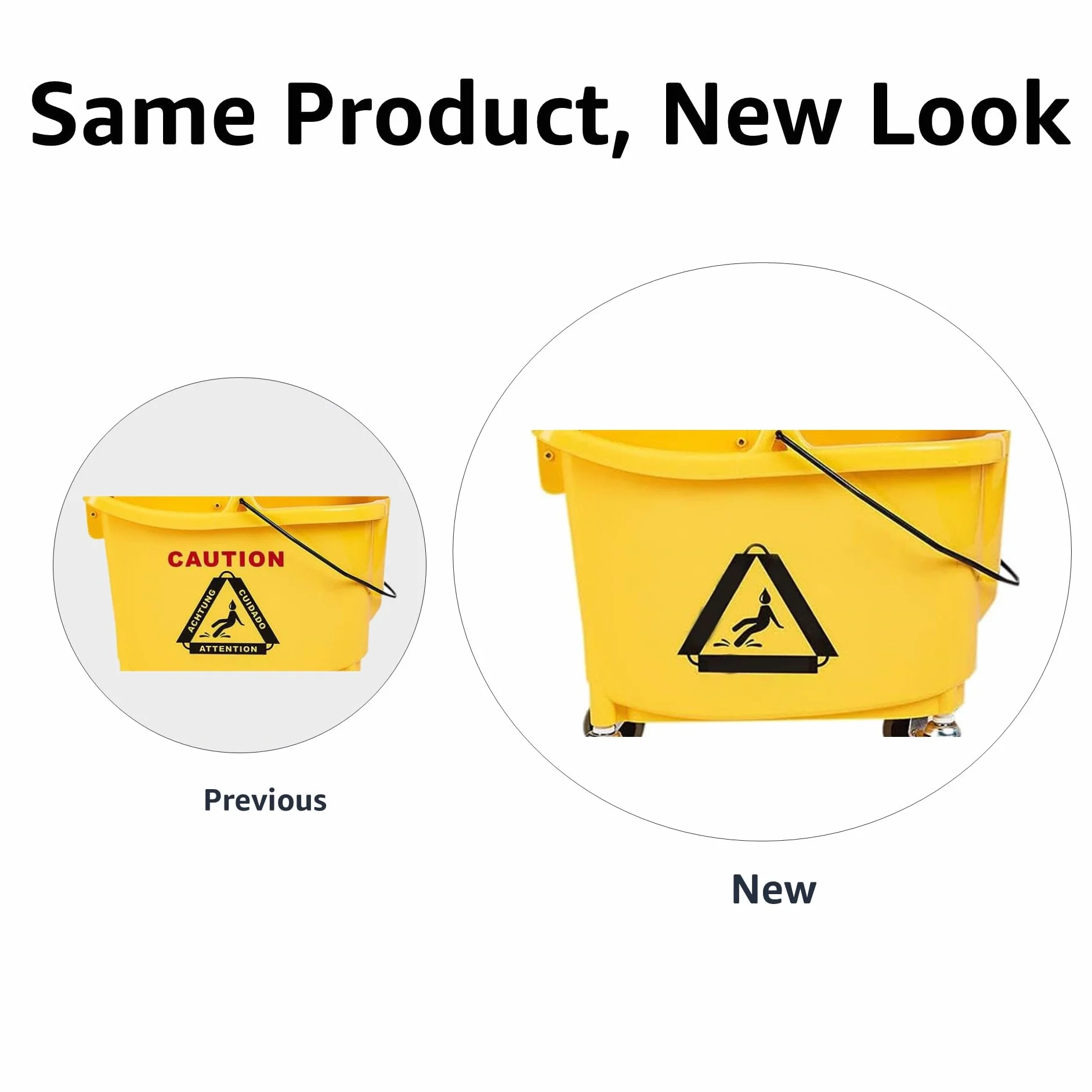 Amazon Basics Secchio per mocio Kentucky rettangolare 35 qt giallo con ruote e strizzatore a pressione