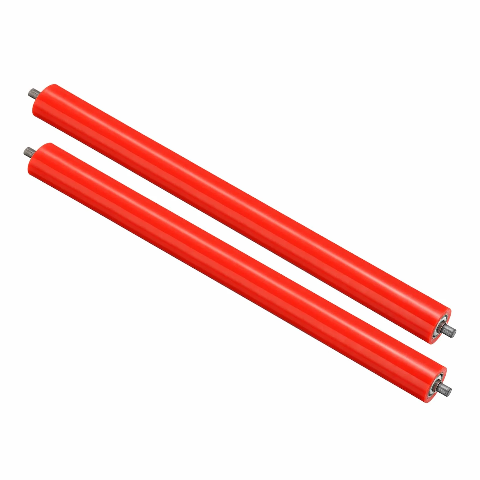 PATIKIL Poliuretano Rivestito Trasportatore Rullo 2" Diametro 24" Lunghezza 2pz Inox Acciaio Trasmissione Sostituzione Parte Zincato Fine Rosso