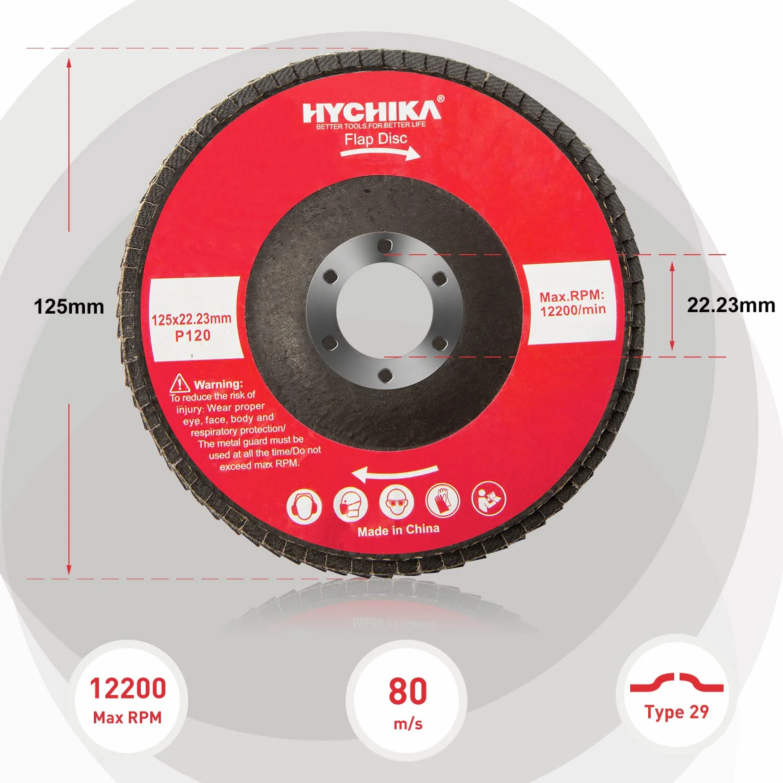 HYCHIKA Disco Lamellare 125mm, 10PC Dischi Lamellari Abrasivi Lamellari, Grana 120, Adatto per Acciaio Inossidabile Metallo e Legno per Smerigliatrice Angolare