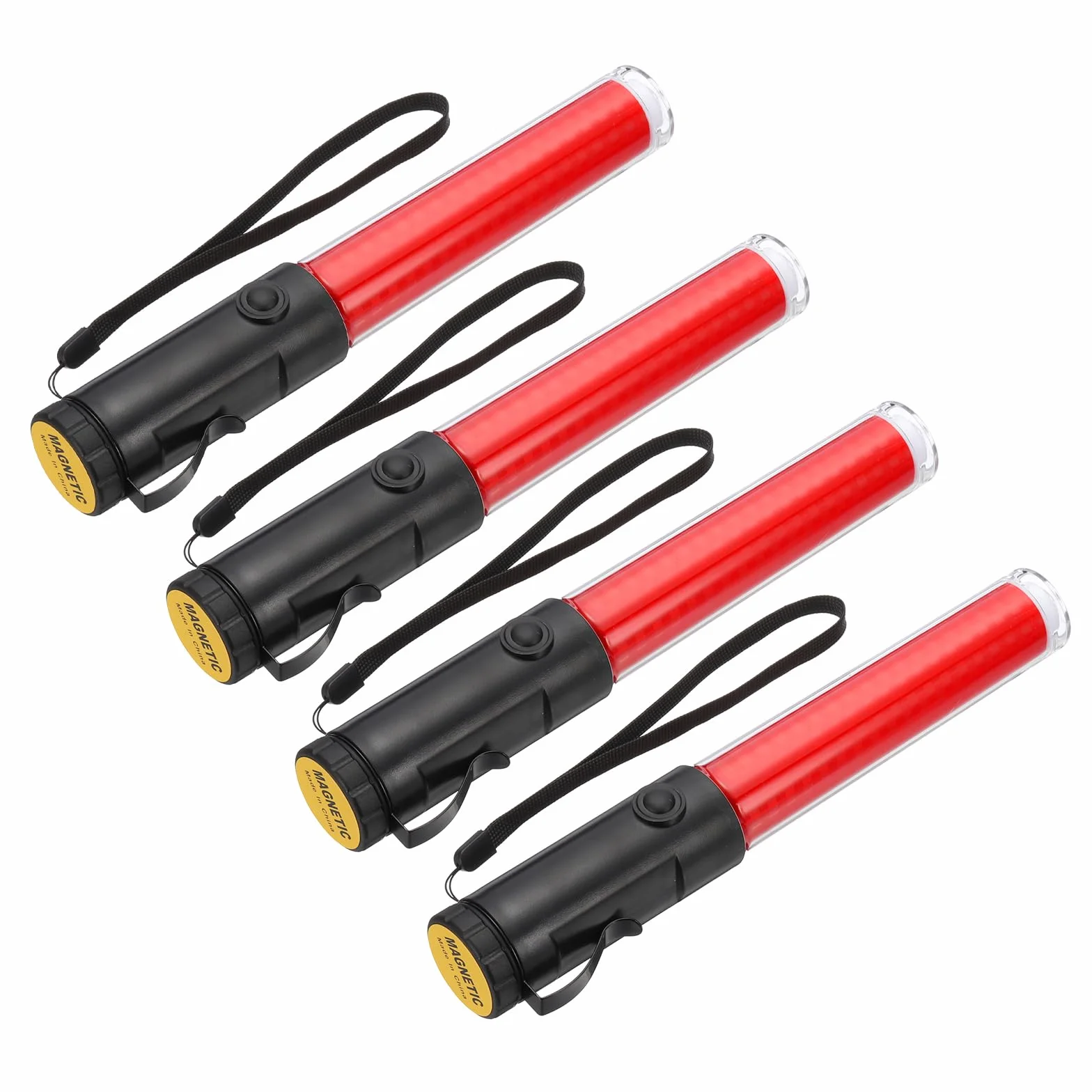 PATIKIL 4 Pack 11 Inch Bacchetta Segnaletica, Bacchetta Controllo Traffico Aereo Torcia LED con 3 Modalità Lampeggiante Clip Laterale Cinturino Polso Lanyard per Parcheggio Guide, Rosso