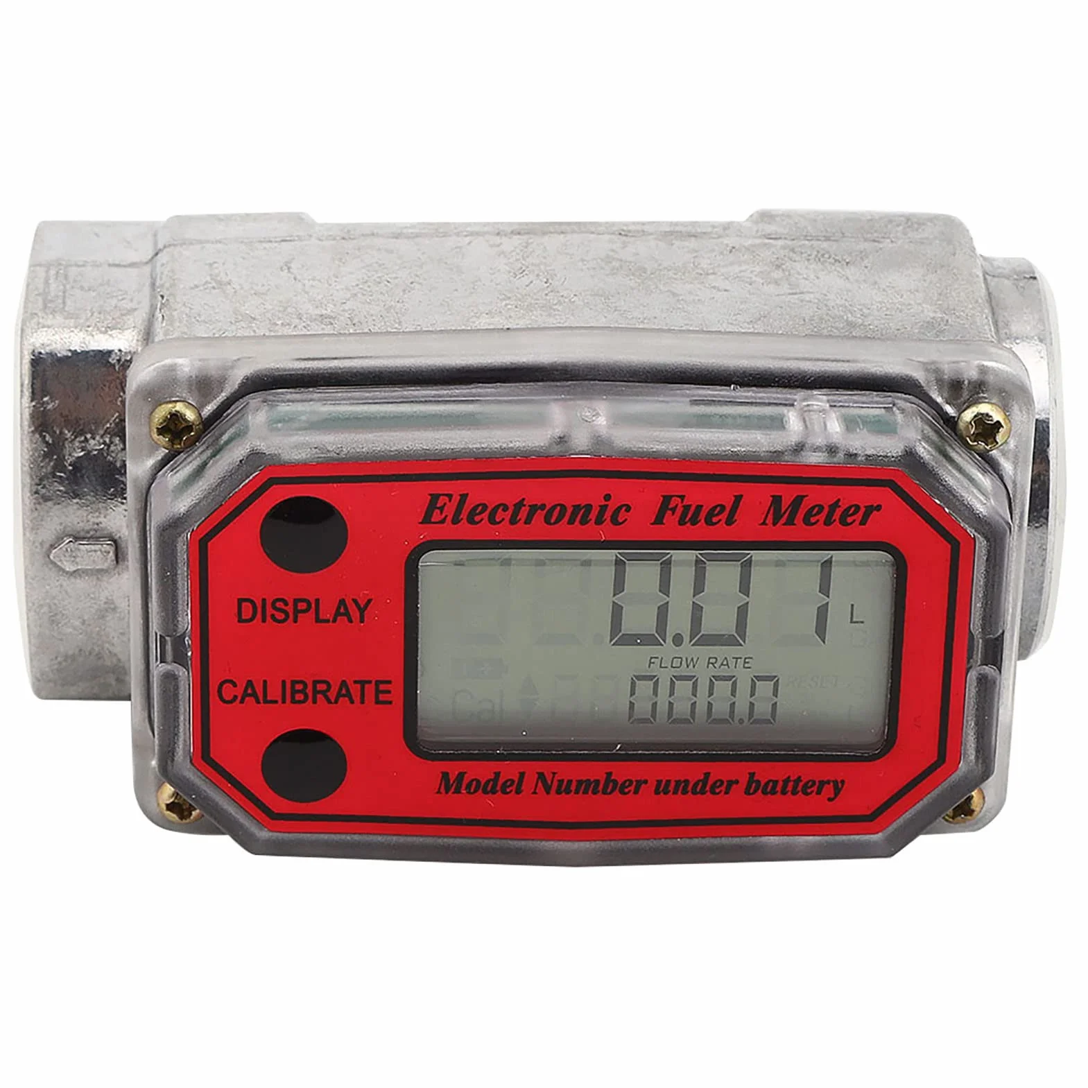 Contalitri Gasolio Misuratore di Portata Elettronico Turbina Digitale 10-200L 1" NPT Rosso LLW-25