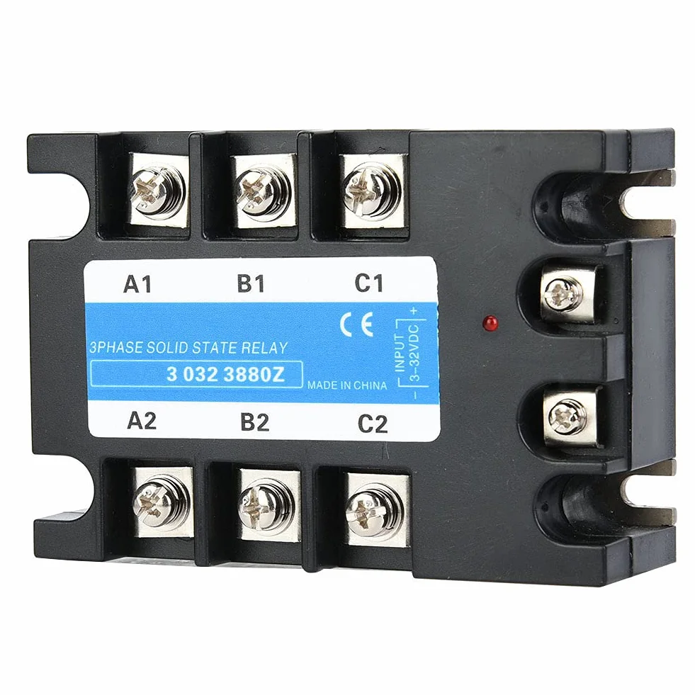 Relè a stato solido trifase SSR con indicazione dello stato del dissipatore di calore Ingresso da 3‑32 V CC a uscita 24‑480 V CA Relè a semiconduttore(80A)