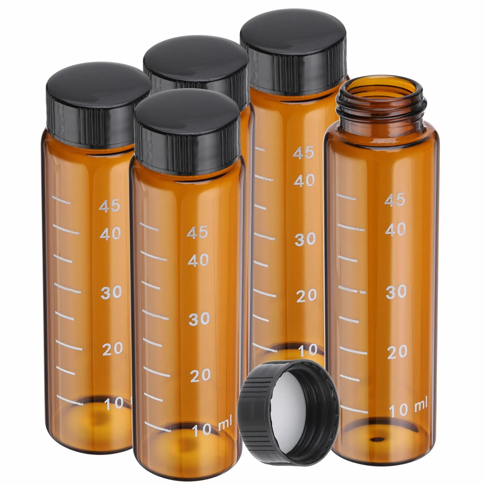 PATIKIL Piccole Bottiglie In Vetro Ambrato 50ml 5 Pezzi Con Tappi A Vite Neri