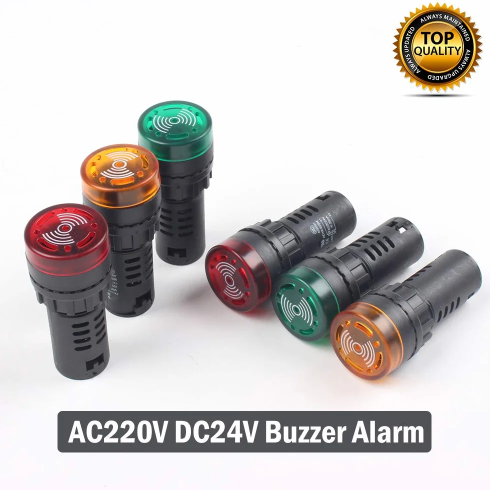 Indicatore luminoso rosso/giallo/verde con cicalino AC/DC 24V/220V montaggio a pannello 22mm