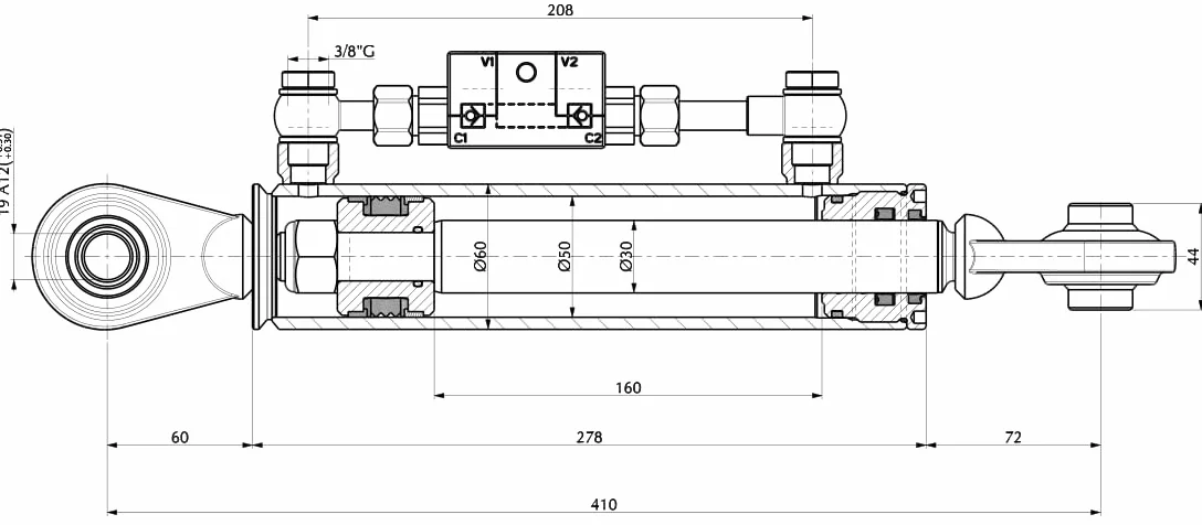 Terzo Punto Idraulico Ama con Kit Tubi 3/8" 420-570 mm Cat. I