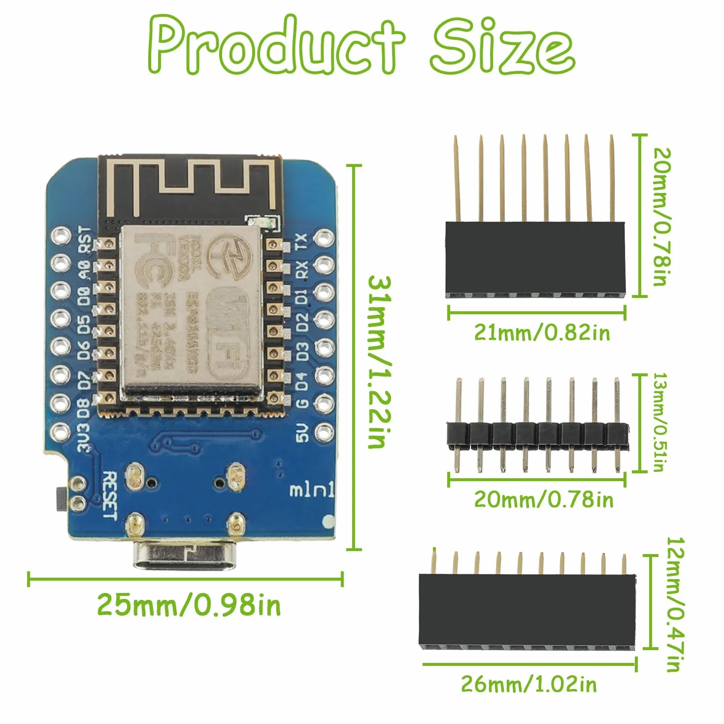 3 Pezzi ESP8266 Scheda di Sviluppo Mini ESP8266-12F NodeMCU Modulo WiFi Chip Interfaccia Type-C Compatibile con Arduino