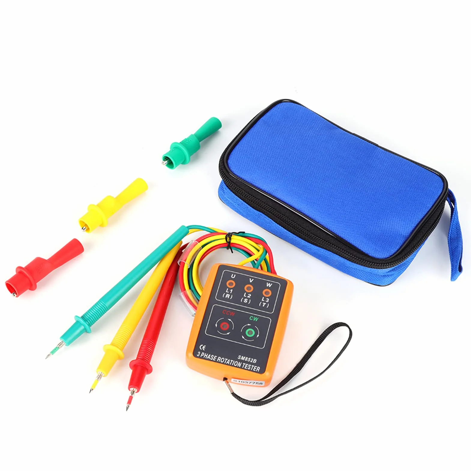 Tester Rotazione Fasi, Akozon SM-852B Tester Rotazione Trifase 60V~600V AC Senso Ciclico Fasi Indicatore di Sequenza a 3 Fasi, Indicazione di Fase Aperta e Indicazione Rotazione di Fase, 20Hz-400Hz