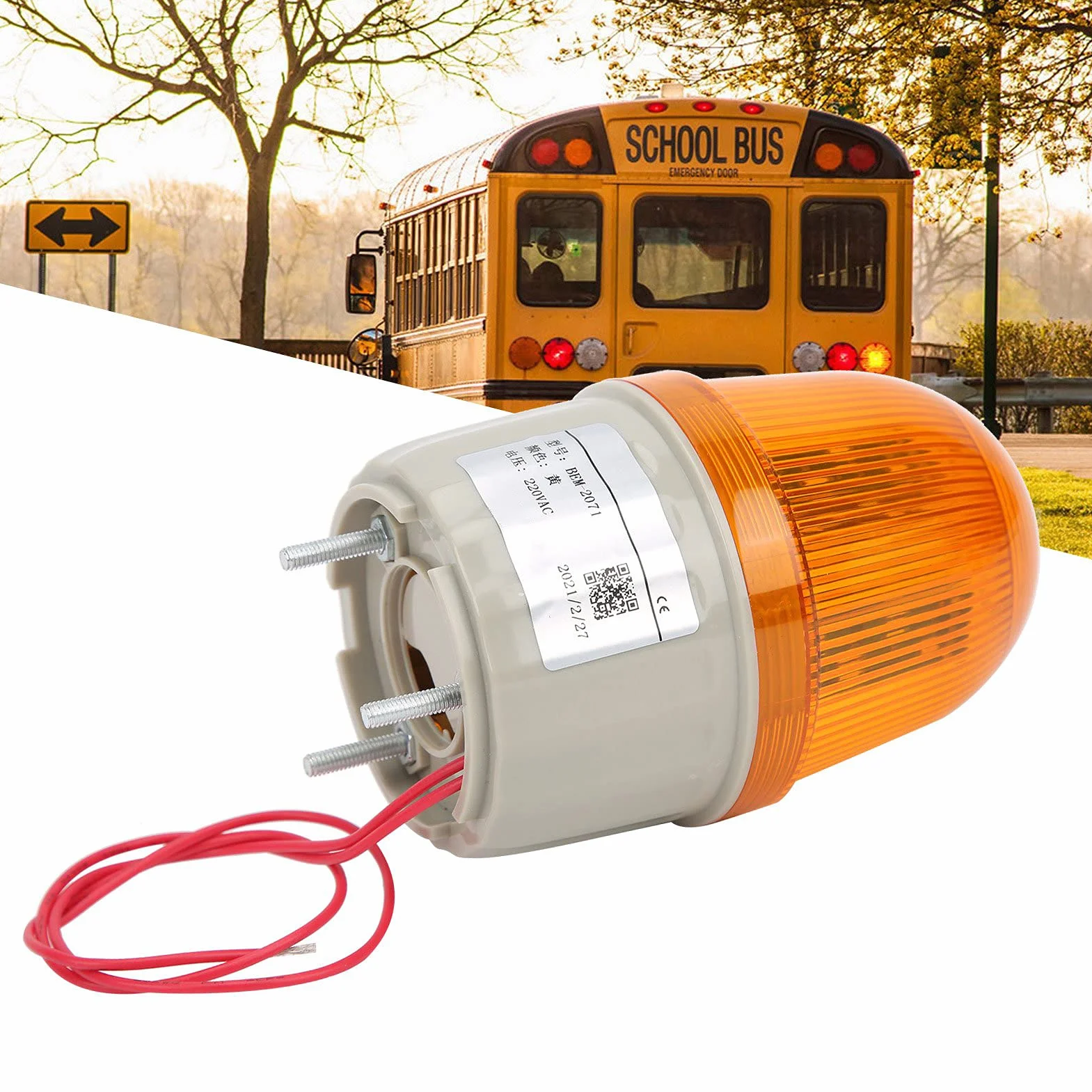 Luce Lampeggiante a LED Rotante 220V AC Spia Luminosa Arancia Attrezzatura di Allarme Luce di Emergenza