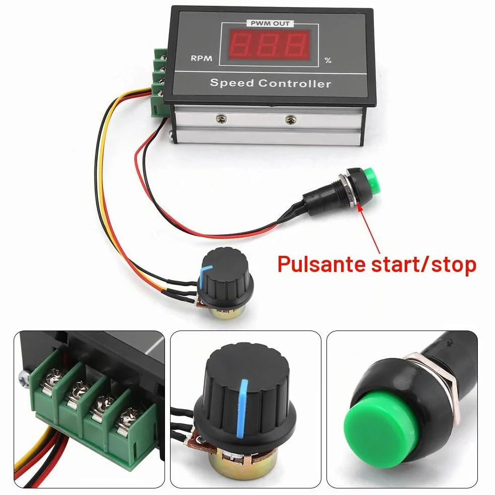 Regolatore di Velocità Regolabile DC con Display Digitale, Controllo Velocità Motore PWM con Interruttore DC 6V-60V