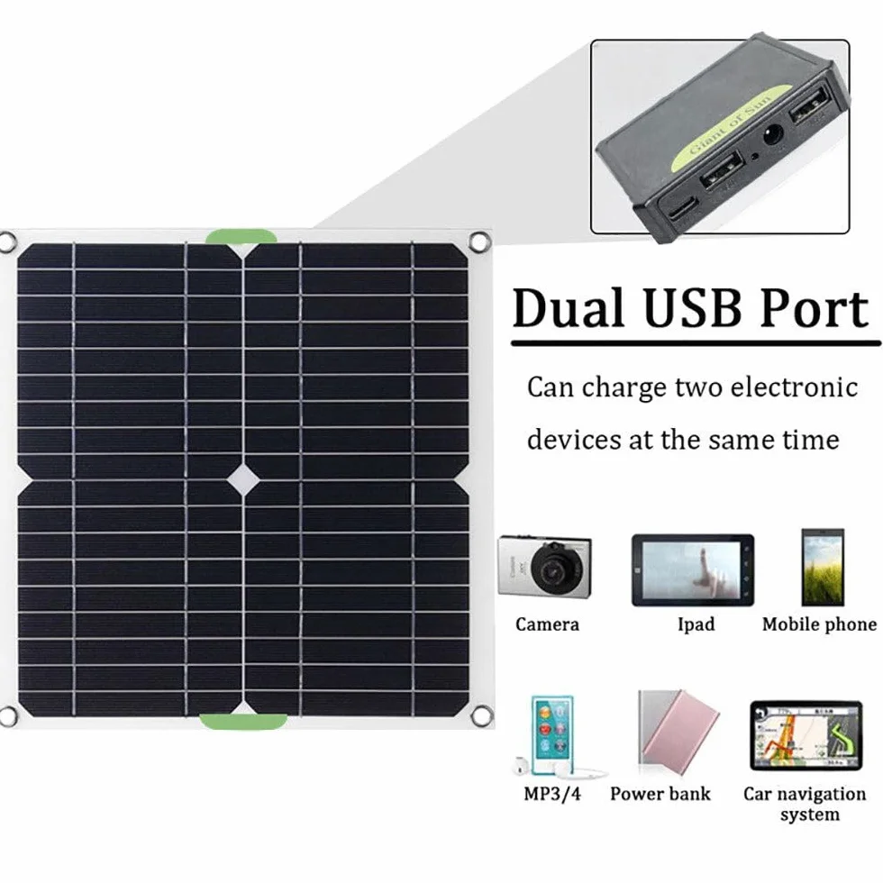 Kit Pannelli solari 200W 400W 600W 800W con Controller 30A/60A, Caricabatterie Solare Portatile USB 12V per Camper/Tetto/Campeggio/Auto/Barca/Camper, 200W-30A