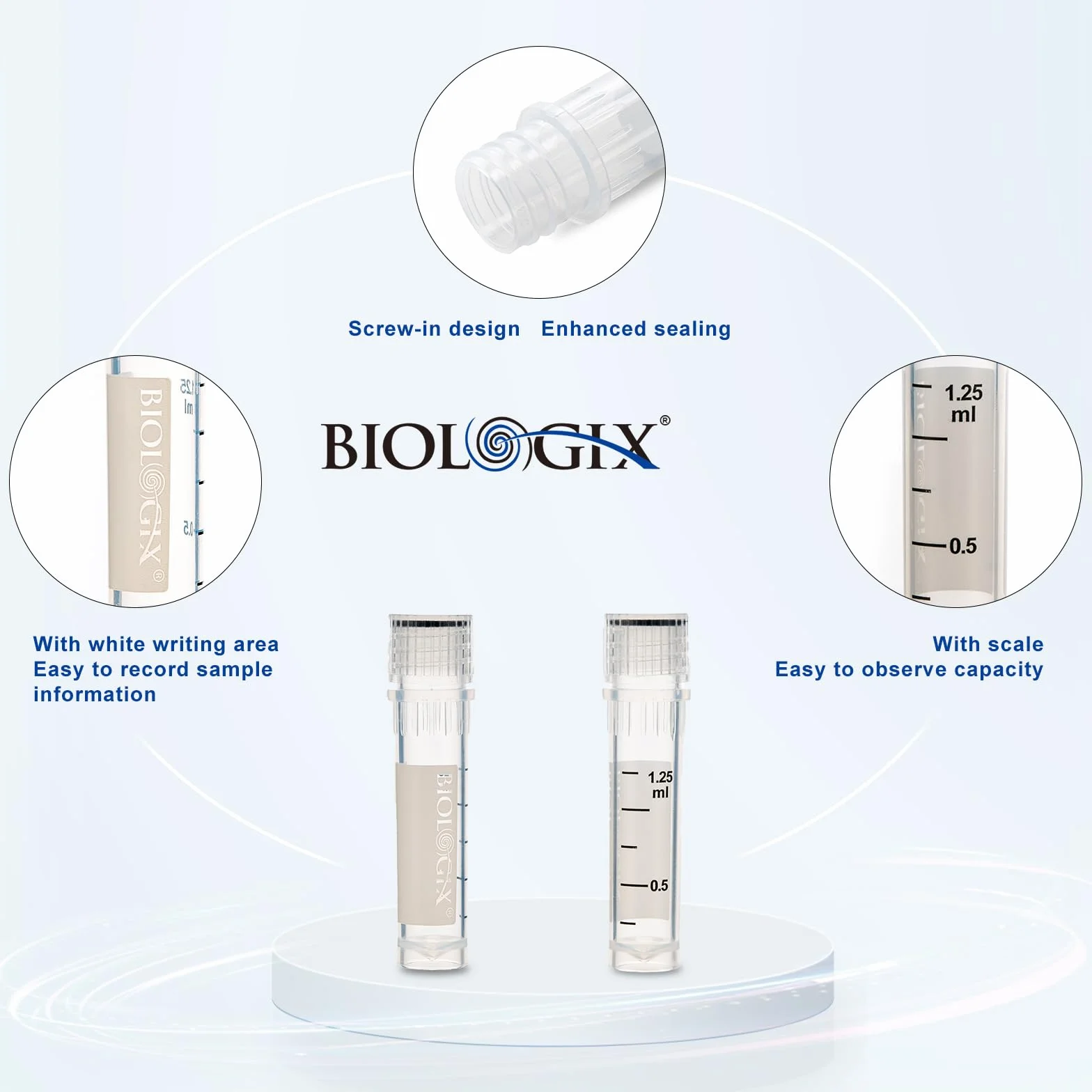 Provette per Criogenia 2ml Plastica Tubi Criogenici Graduati con Coperchio Laboratorio