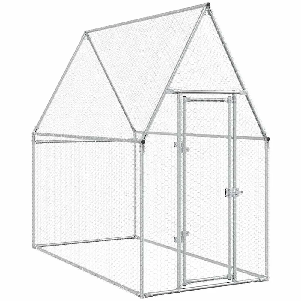 vidaXL Gabbia per Polli Argento 200x100x190 cm in Acciaio Zincato