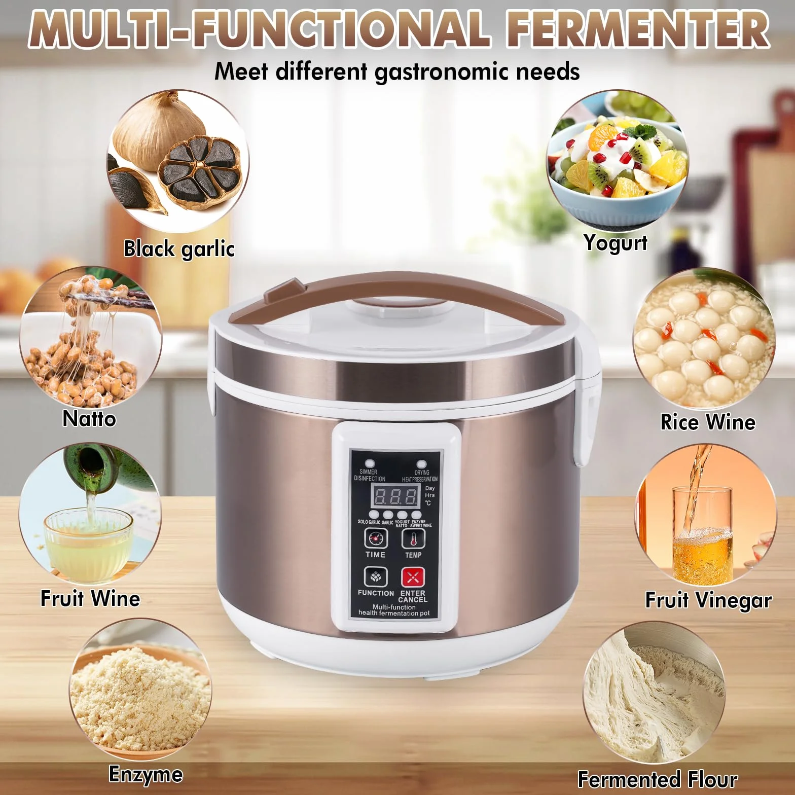 YUCHENGTECH 6L Fermentatore Aglio Nero Automatico Aglio Nero Fermentatore Intelligente per Aglio Natto Yogurt Kimchi con Controllo del Tempo e della Temperatura/Controllo di Asciugatura Indipendente