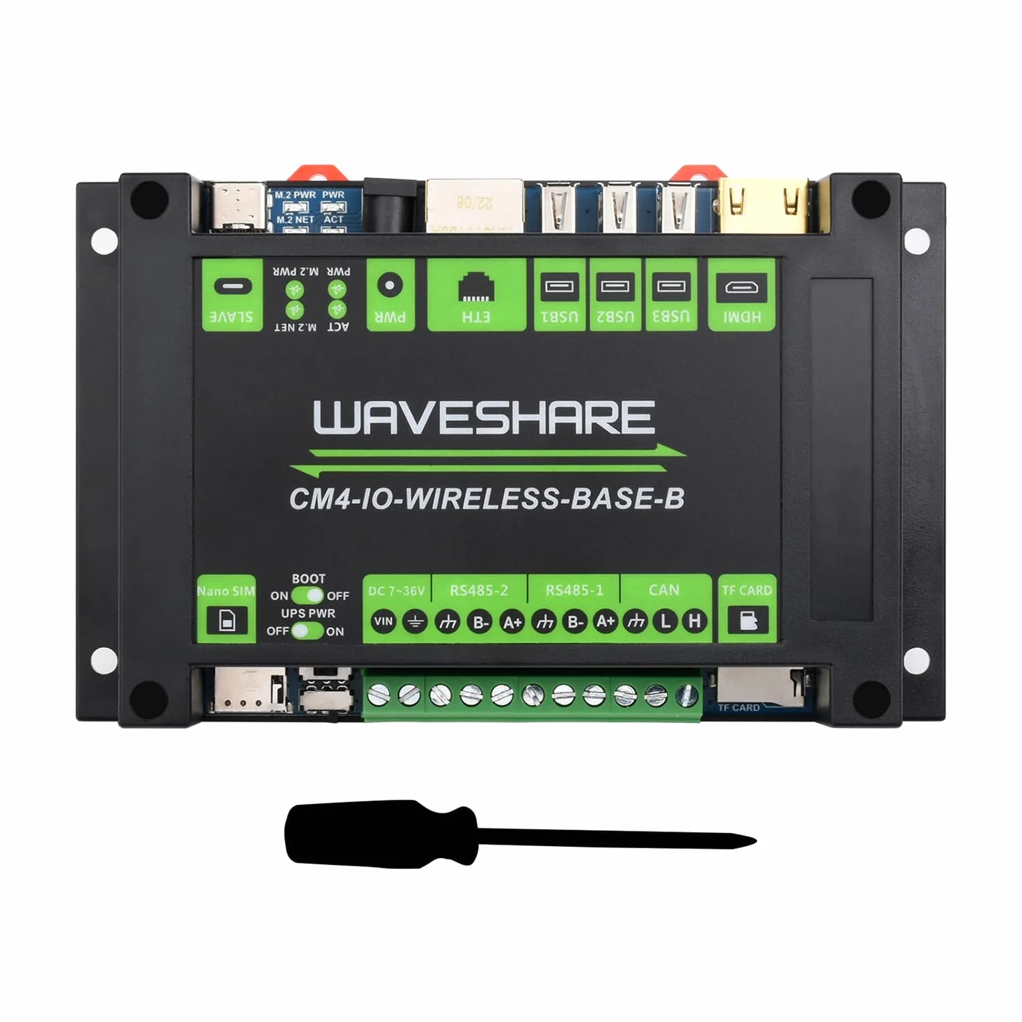 Waveshare Industrial IoT 5G/4G Wireless Expansion Module For Raspberry Pi CM 4 (Compute Module 4), With UPS Module, Onboard M.2 Slot, for IoT Getaway, Wireless Router, Intelligent Data Acquisition