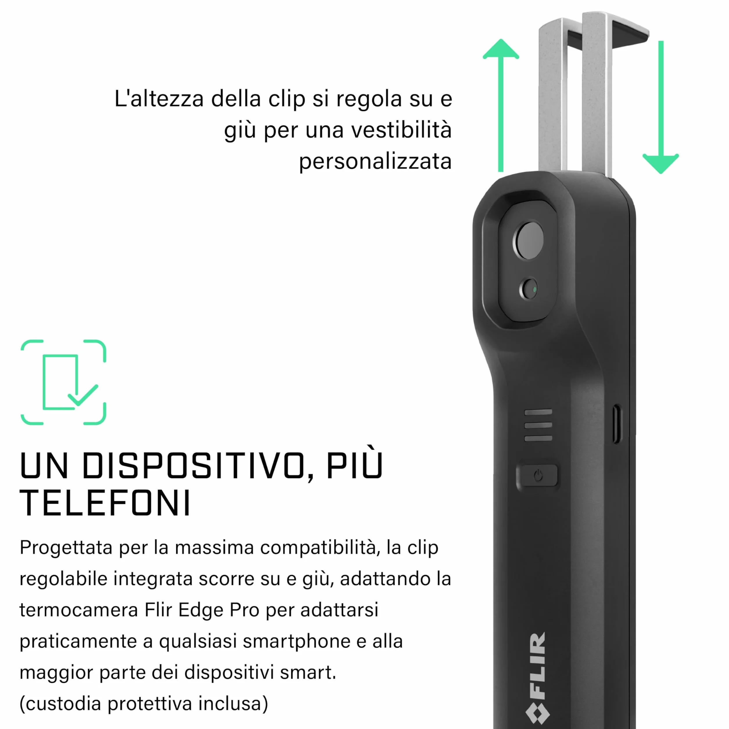 FLIR Edge Pro - Termocamera Wireless Bluetooth Per Smartphone, Compatibile Con Tutti I Dispositivi iOS E Android, Risoluzione Super 480x360 (IR Nativi 160x120)