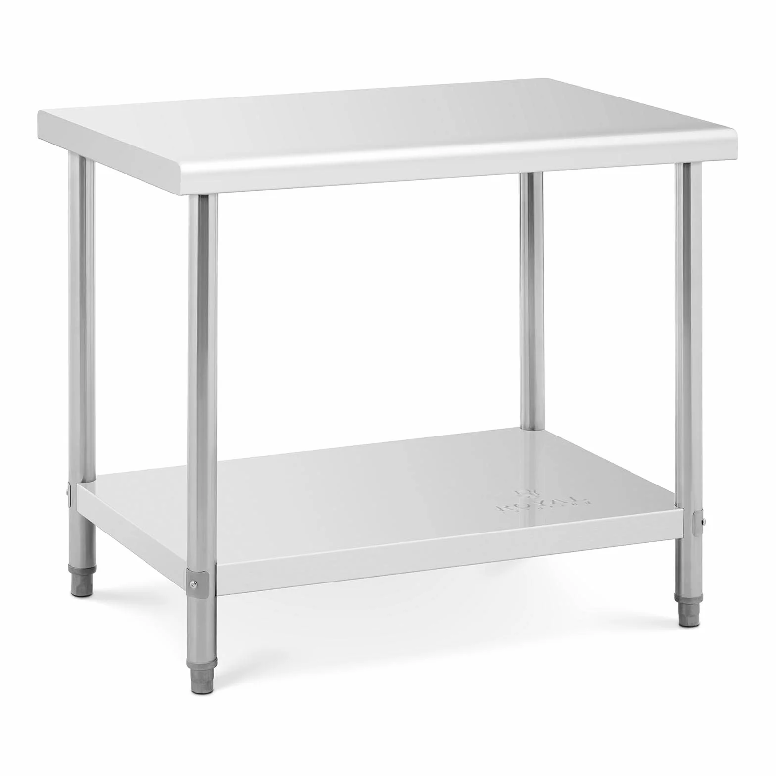 Royal Catering RCAT-100/70 Tavolo da Lavoro Piano di Lavoro per Cucina (100 x 70 cm, Carico max. 400kg, lastra HDF, Piedini regolabili, Acciaio inox)