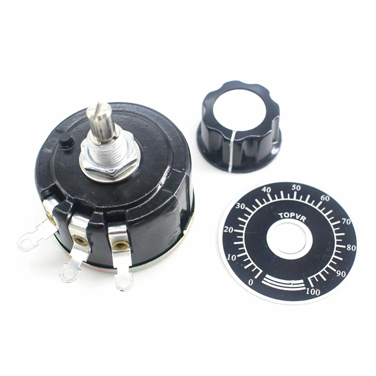 potenziometro a filo avvolto, Potenziometro a filo avvolto WX111 5 W, resistenza 22-47 K, tolleranza ± 5%, nero, modello WX111-1 pz