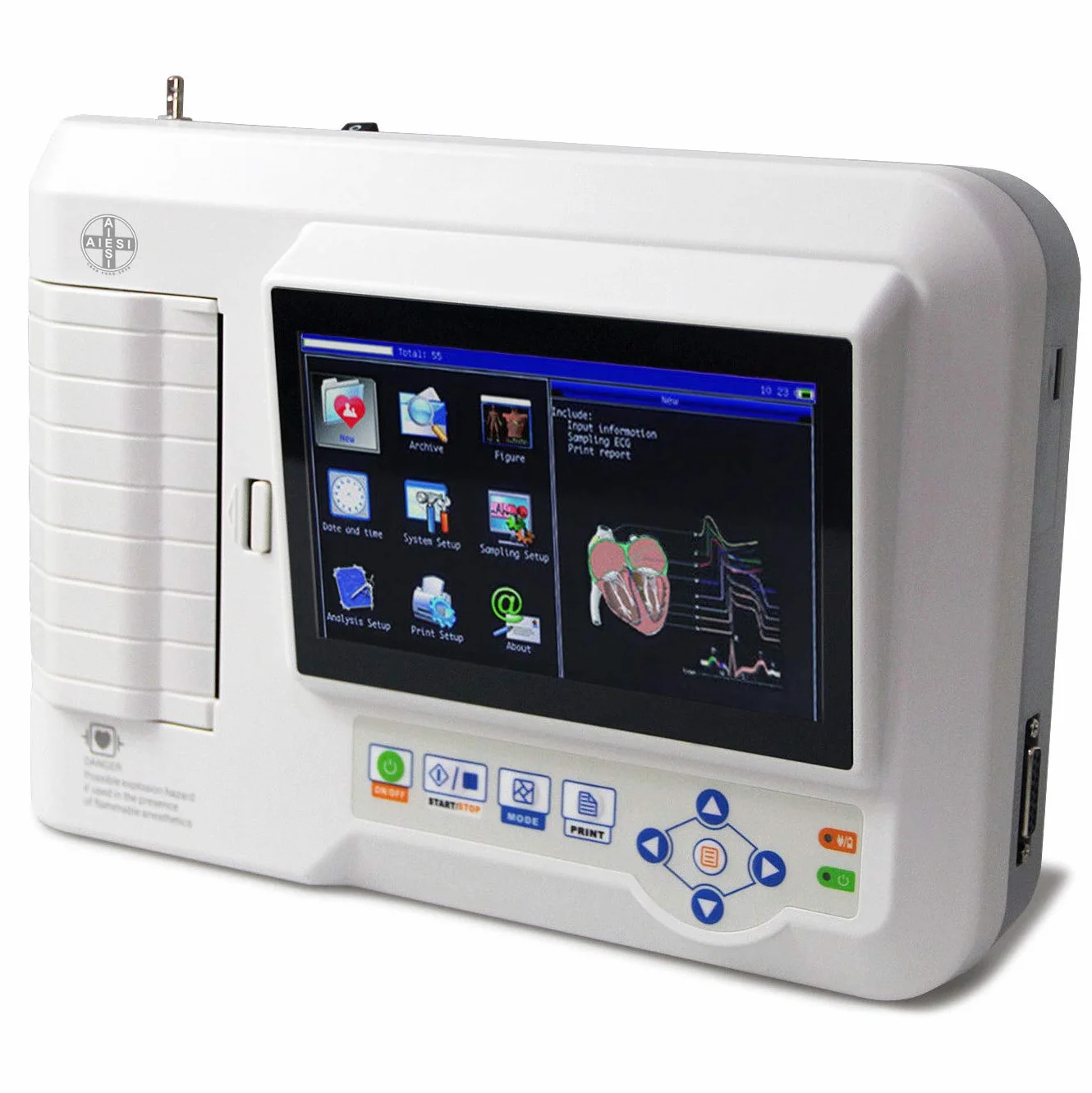 CONTEC Elettrocardiografo a 6 canali ECG600G con software per collegamento a PC interpretativo con stampante termica ad alta risoluzione integrata