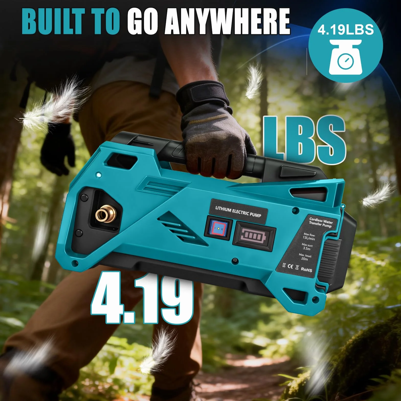 Pompa dell'acqua compatibile con batteria Makita da 18 V, senza fili, pompa elettrica autoadescante per casa, piscina, camper, giardino, vasca idromassaggio, stagno acquario (senza batteria)