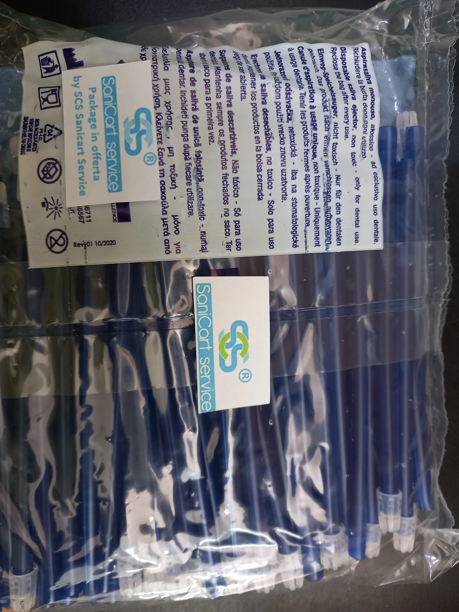 Aspirasaliva per dentisti flessibile Blu 150 mm compatibile con 100 Pezzi di Sanicart uso dentale