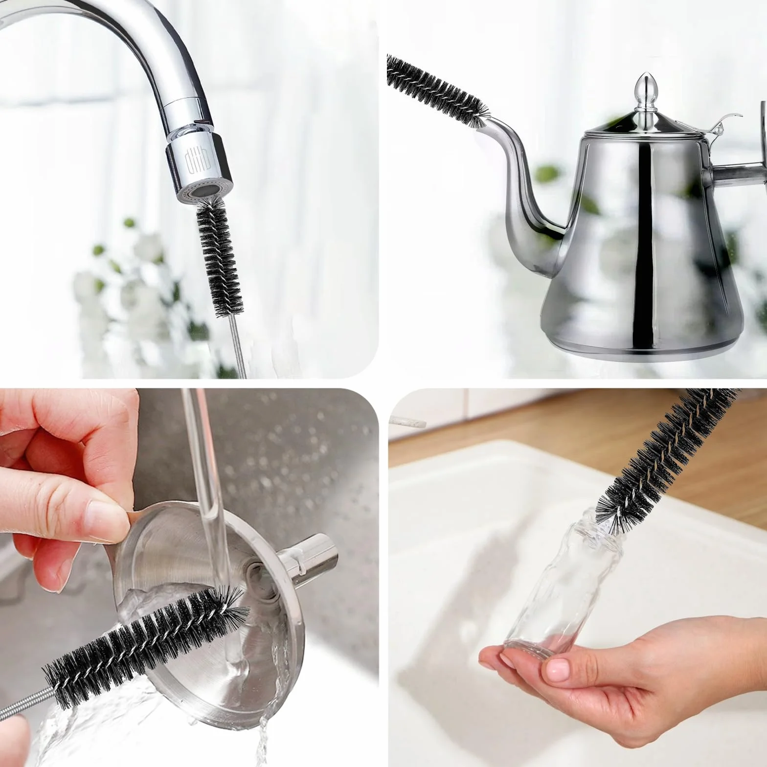 200cm Stura Tubi di Scarico Flessibili Pulisci Tubature Pulisci Tubi Scarico Spazzola Pulizia Scovolino Doppio per Cucine Vasche Bagno Servizi Igienici Fognature lavandino Nero