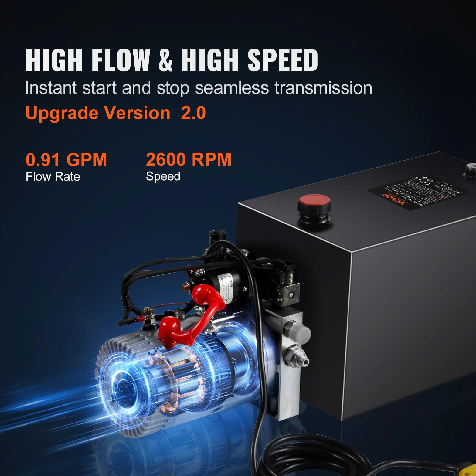 VEVOR Pompa Idraulica CC 12V Capienza ca. 14 L Centralina Idraulica ad Azione Doppia Flusso d'Olio ca. 3,44 L/min Pressione Massima di 22 MPa, Pompa per Montacarichi Auto Camion Rimorchio da Garage