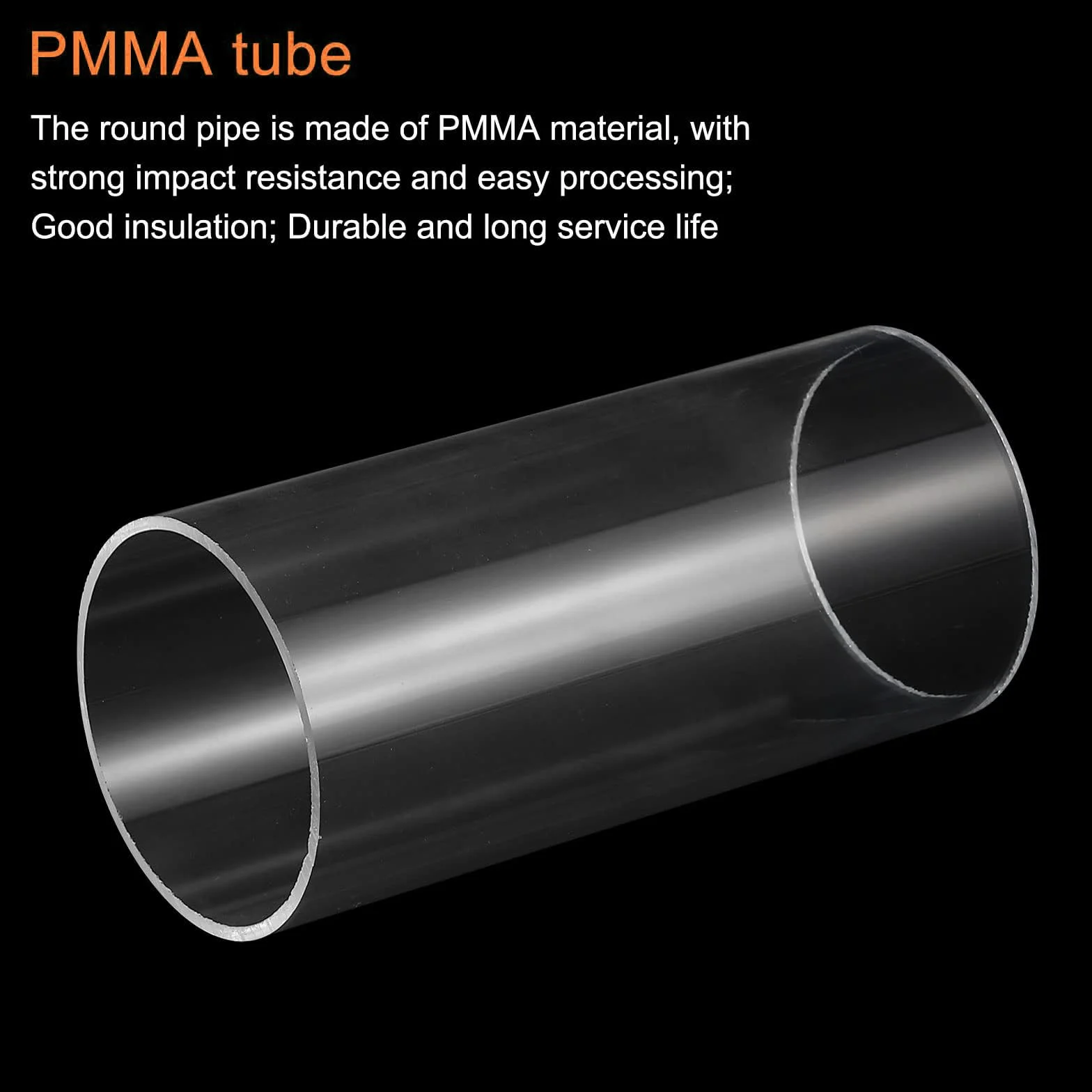 Unifizz Tubo in plastica acrilica trasparente, rotondo, rigido, diametro interno 66 mm, diametro esterno 70 mm, per illuminazione, modelli, impianti idraulici, artigianato