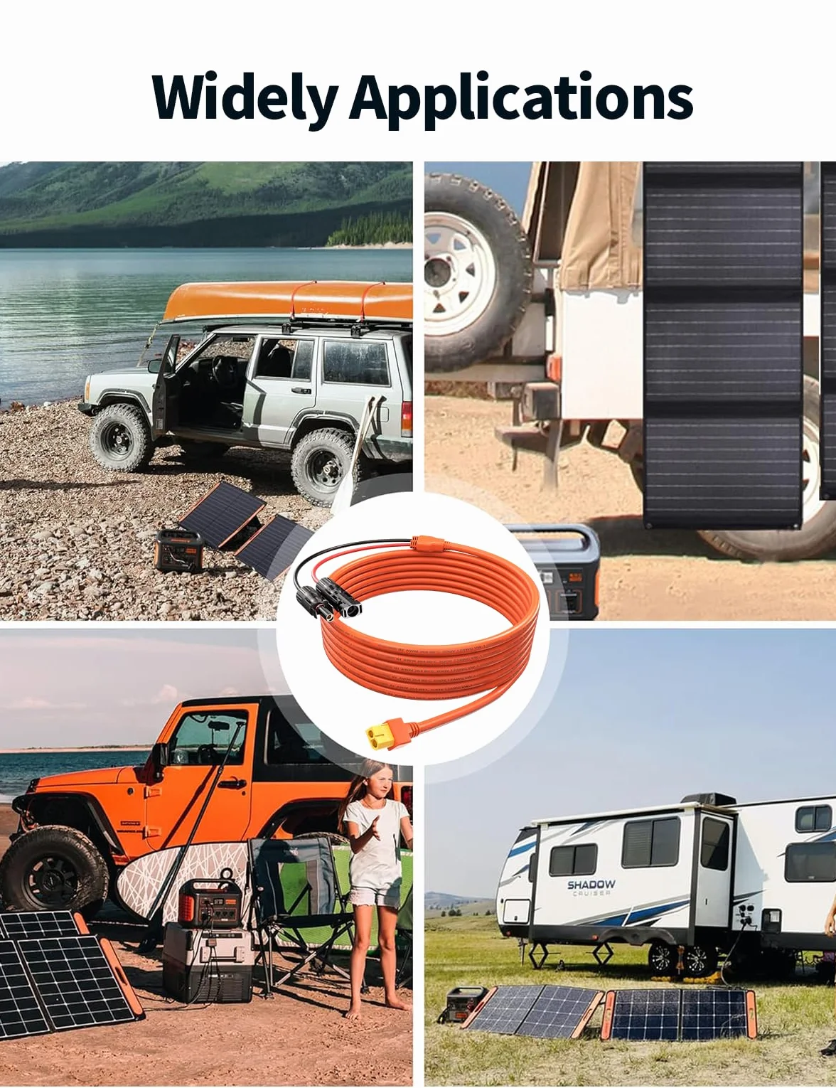 Cavo solare con connettore XT60, cavo per pannello solare da 5 metri, cavo di ricarica solare, cavo solare, 12 AWG, compatibile con EF DELTA 2 e River Pro MAX Powerstation 757, pannello solare