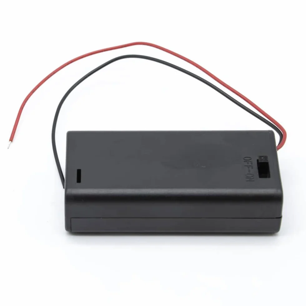 Cablepelado - Portabatterie per 2 batterie LR6 AA con interruttore, nero