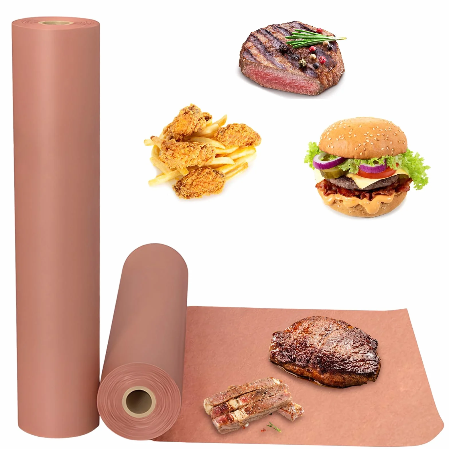 2 Rotoli Carta da macellaio Rosa,30cm x 10m carta kraft per BBQ Carta Forno Rotolo Butcher Paper BBQ Rosa per Barbecue, Affumicatore, Carne di Pesce, Perfetta per Cucinare Succoso