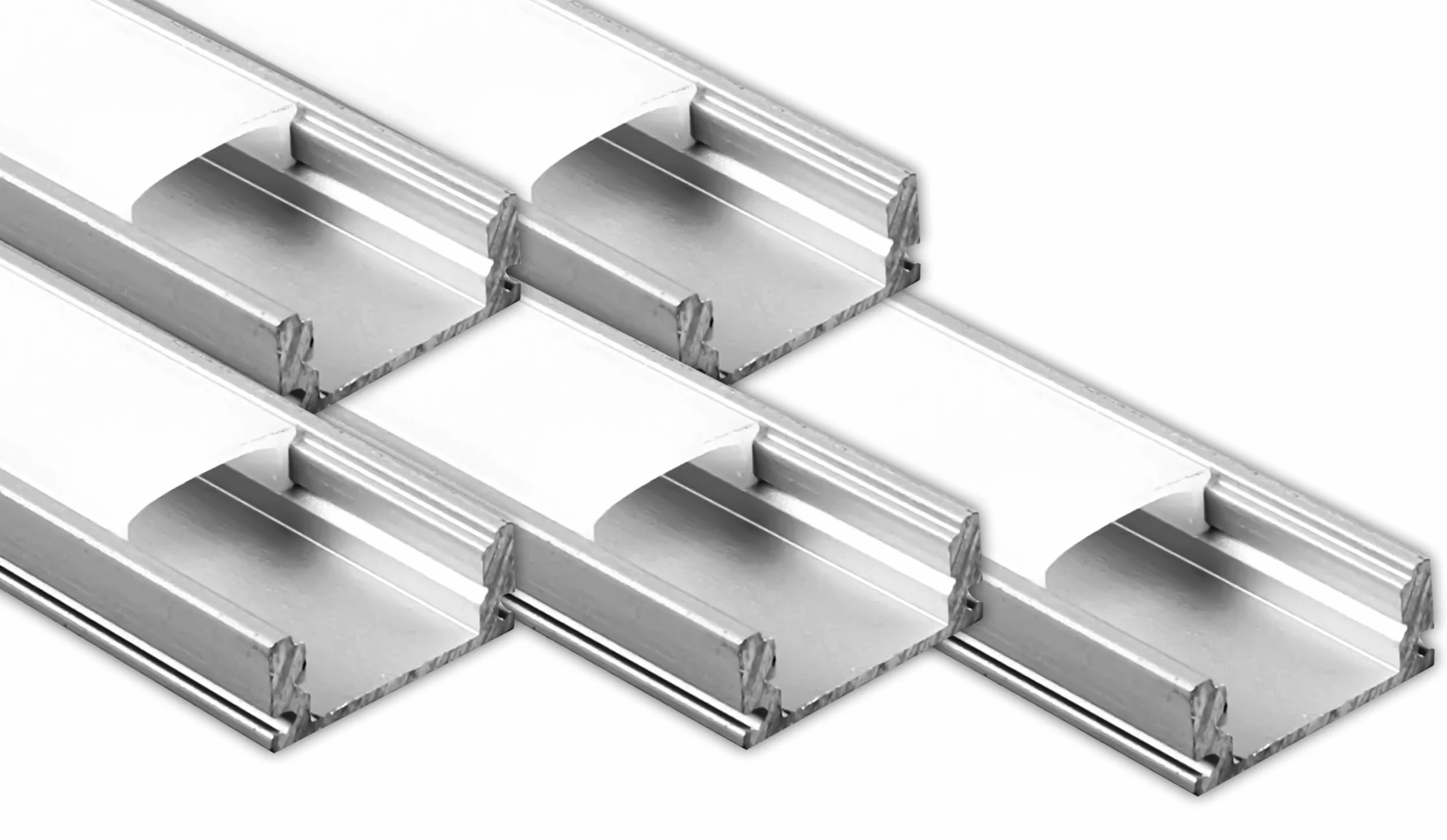 V-TAC 5x Profili per Strisce Led da 2 METRI in Alluminio - (10 Metri Totali) - con Copertura Opaca - Ingombro massimo 12,4 mm - Dimensioni 17,4 x 7mm