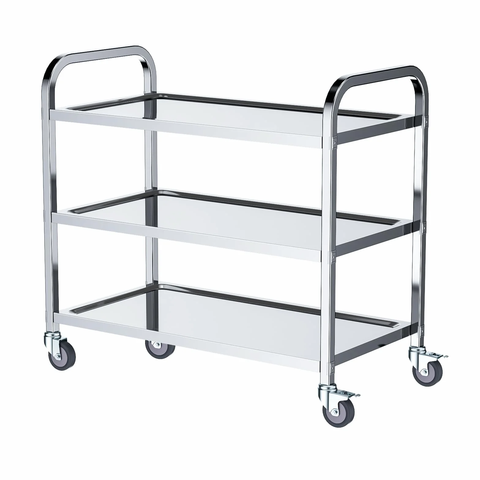 VELPAX Carrello da pranzo da cucina a 3 piani, 75x40x83,5 cm Carrello da pranzo in acciaio inox, rotolamento silenzioso per stoccaggio clinico Cucina Hotel Salone di bellezza