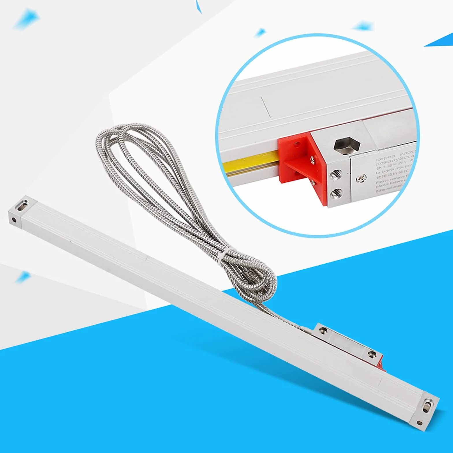 Encoder a Scala Lineare, Encoder a Righello Lineare Encoder a Scala Lineare Ottica Ad Alta Precisione Sensore Righello a Reticolo 5 μm per Tornio DC5V con Cavo (300)