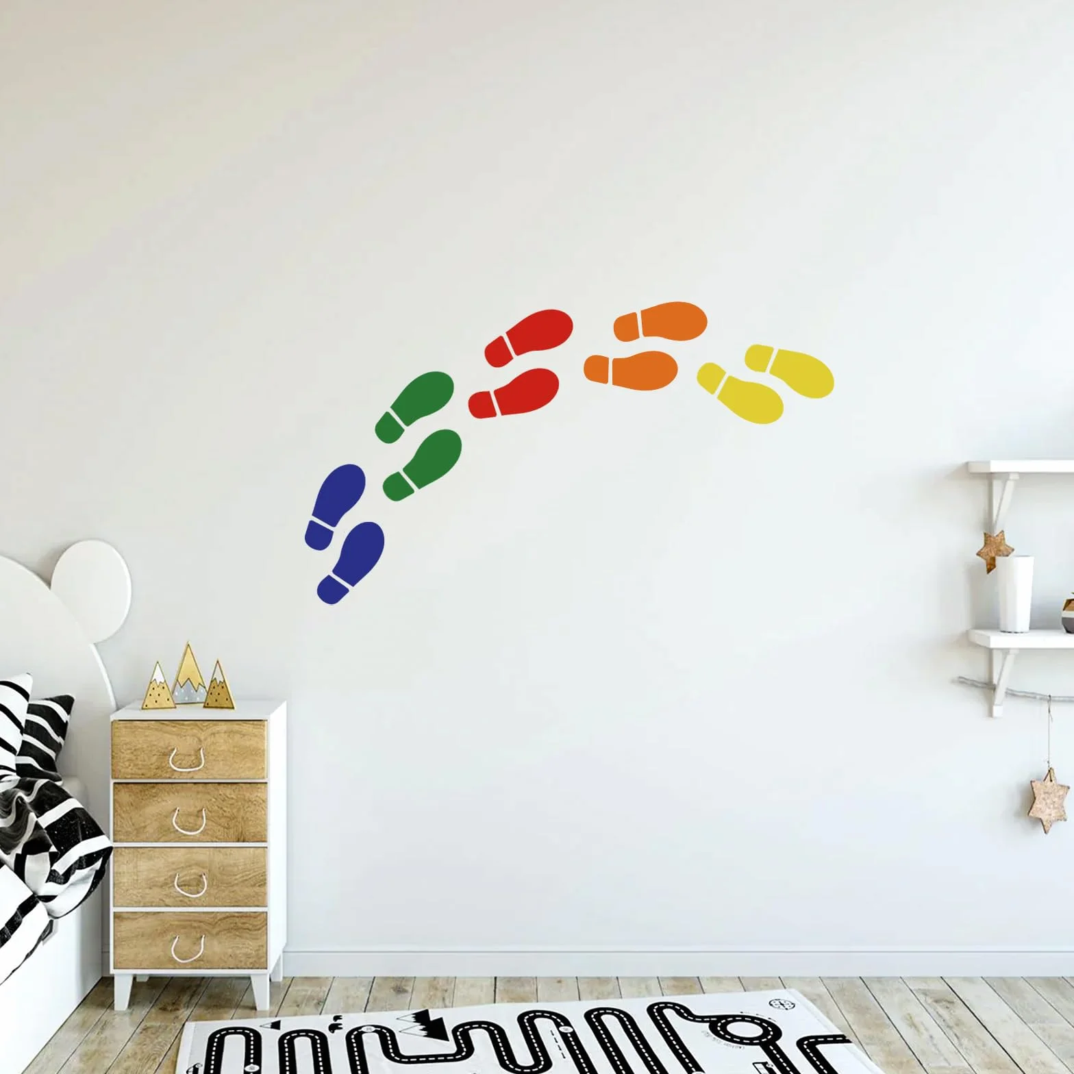 Vin Beauty 36 Multicolore Moderni Adesivi per Pavimenti Impronte Decalcomanie per Pavimenti e Pareti, 18 Paia di Impronte di 36 Stampe Colorate