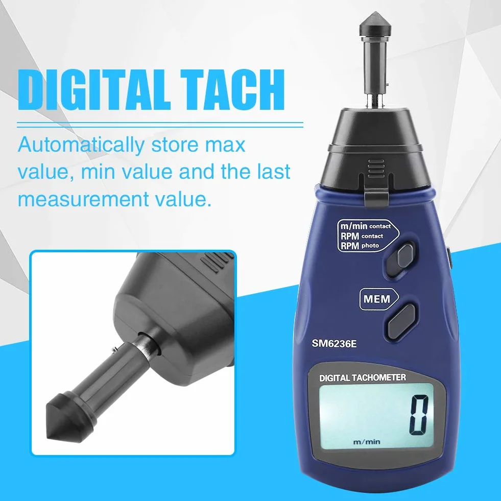 Contagiri digitale, robusto durevole SM6236E /contagiri contagiri 5 cifre LCD digitale 18 mm Tachimetro Tachimetro Tester