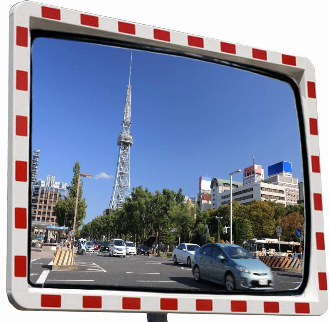 Specchio per Traffico Stradale Professionale Convesso con Riflettori Parabolico Rettangolare 40 cm x 60 cm