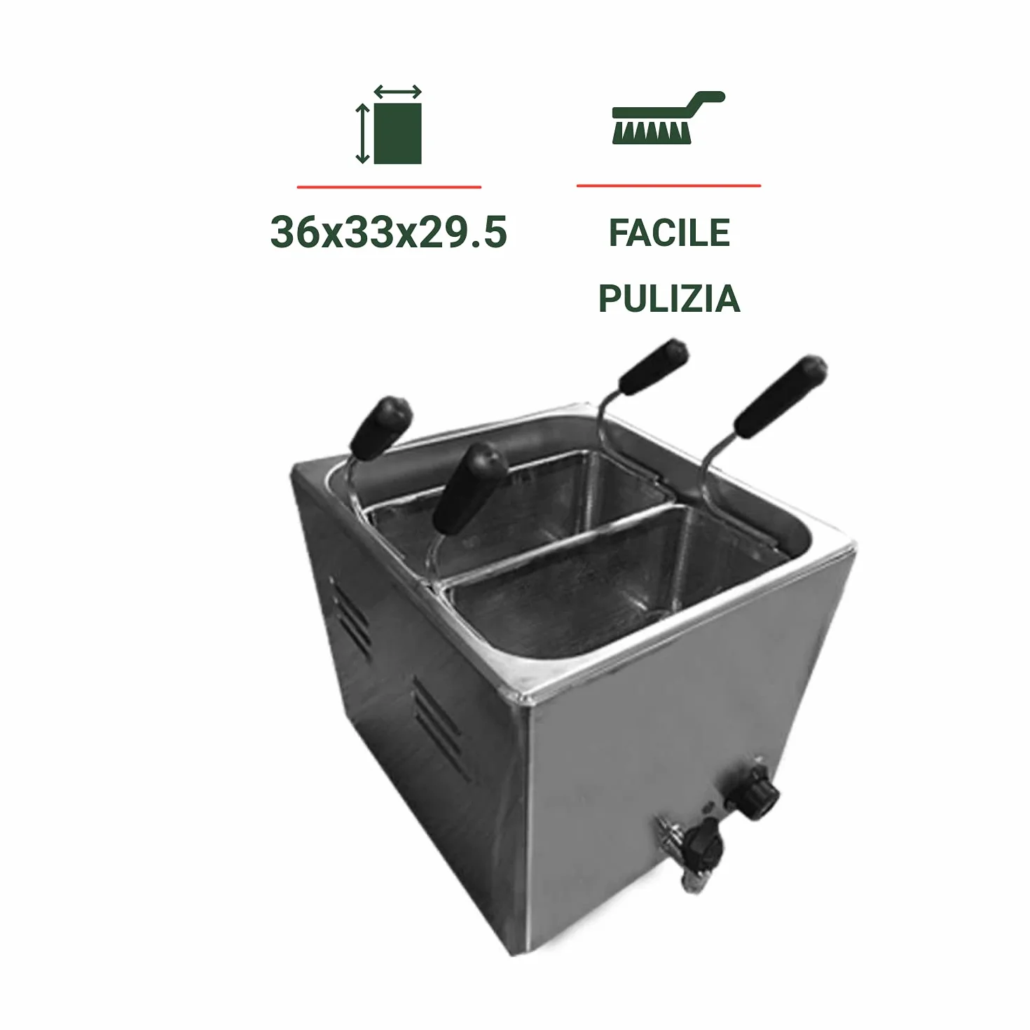 Ristoattrezzature Cuocipasta Elettrico - Da Banco - 2 cestelli