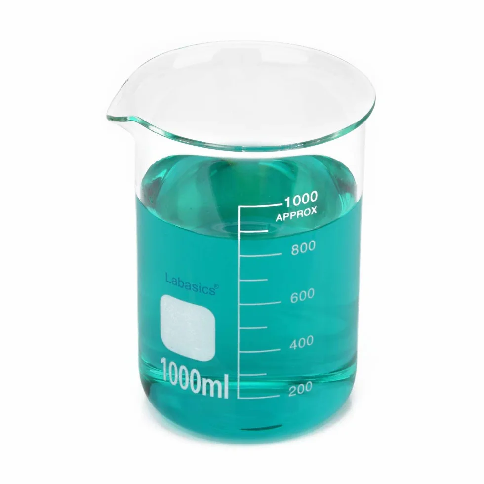 Labasics Set di Becher in Vetro per Laboratorio, Vetro Borosilicato Becher Griffin Graduati a Forma Bassa in 5 Dimensioni, 50ml/100ml/250ml/500ml/500ml/1000ml(1L), Confezione Combinata