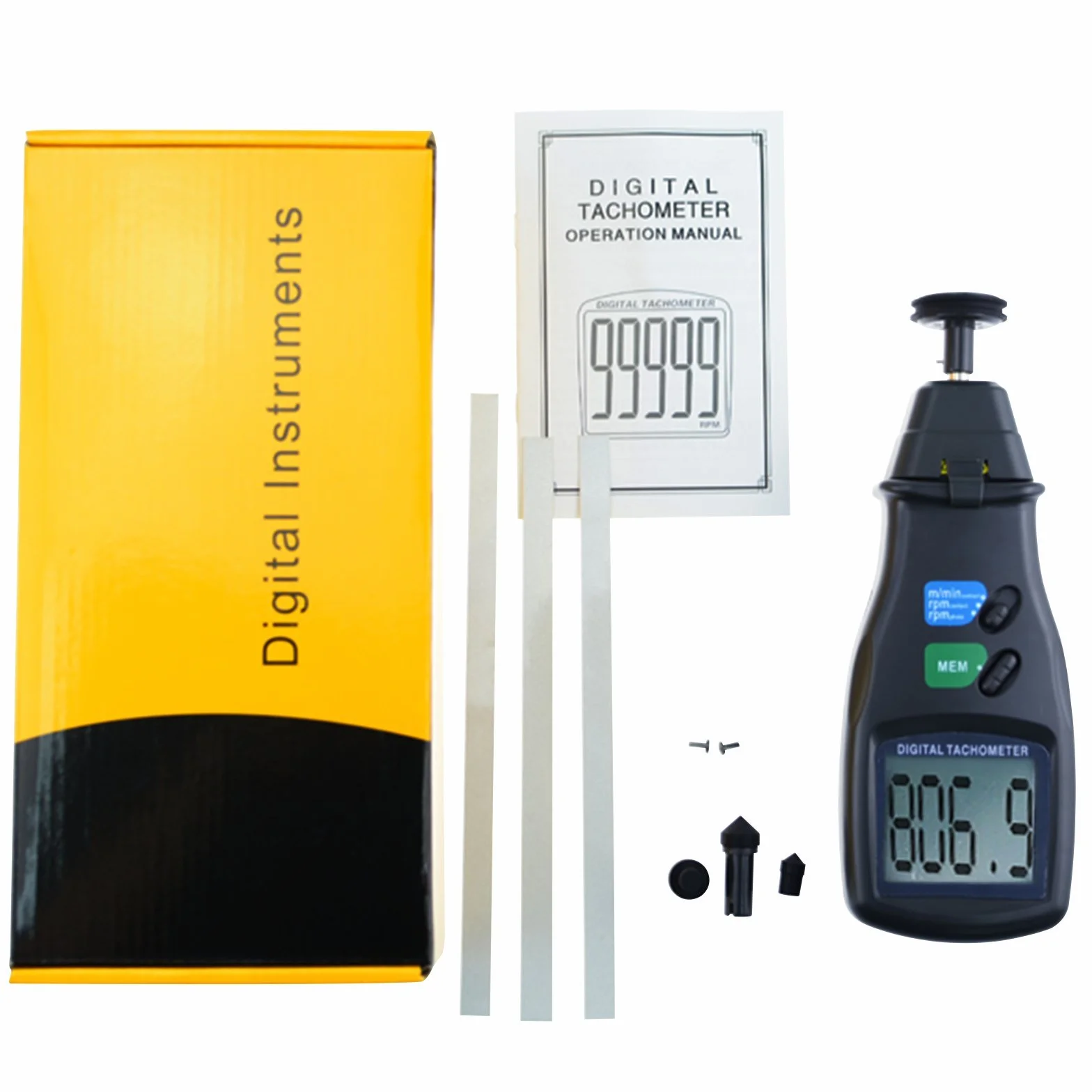 Contagiri per foto digitali portatile Tachimetro Digitale Laser Professionale，senza contatto & Contatto RPM Tester