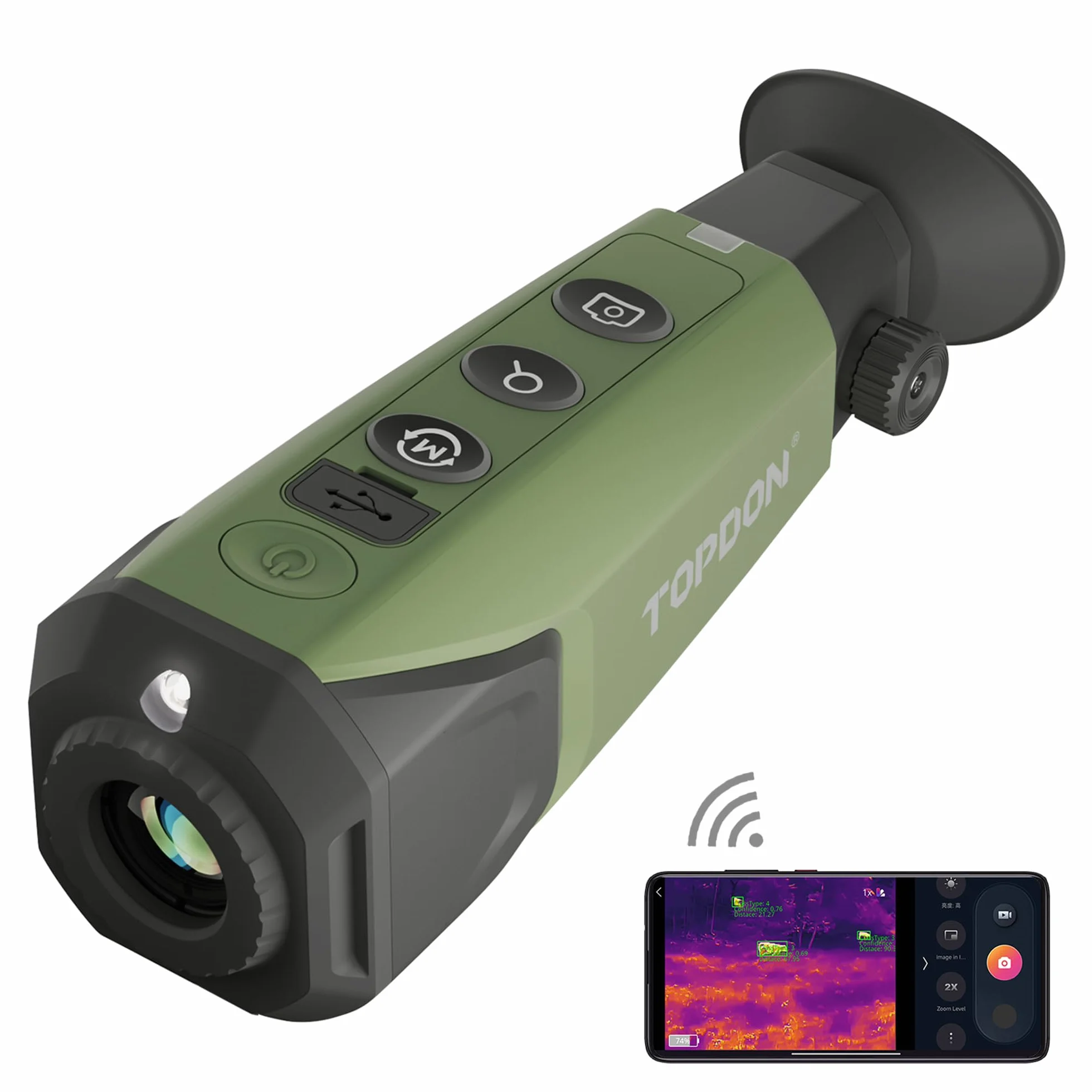 TOPDON TS004 Termocamera Professionale, Monoculare Visore Termico 320x240 TISR 50Hz, 410m Campo di Rilevamento,13mm Obiettivo, Memoria 32GB, WiFi, 2-8X Zoom, per Caccia, Osservazione Fauna, Outdoor